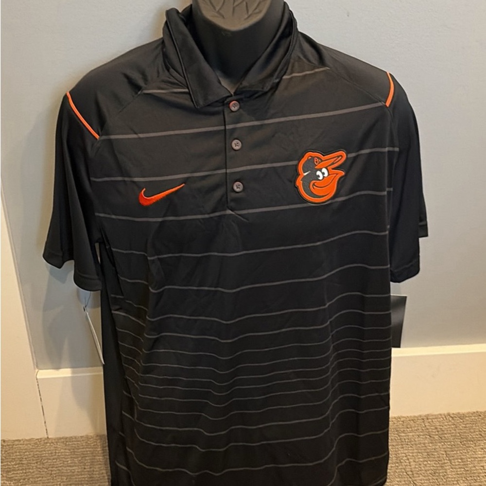 Baltimore Orioles Nike Men's Black Polo with Orange Accents